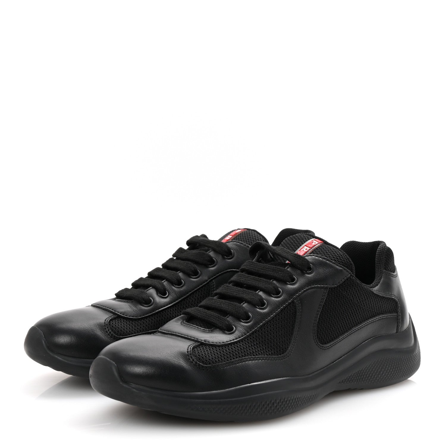 Prada Vitello Soft Mesh Mens America's Cup Sneakers  9.5 Black 4 of 10