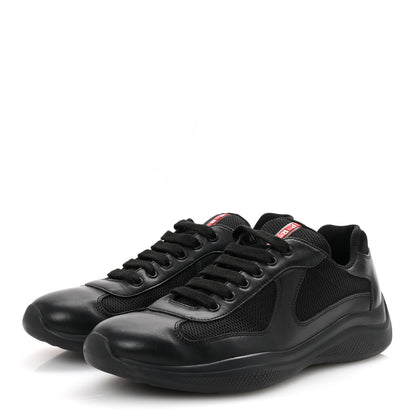 Prada Vitello Soft Mesh Mens America's Cup Sneakers  9.5 Black 4 of 10