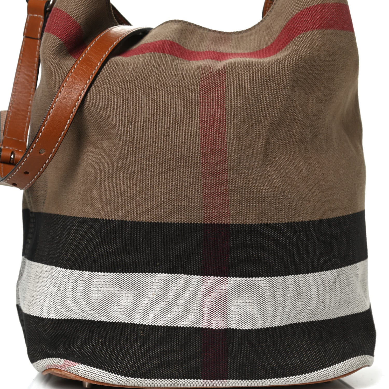 Burberry Canvas Mega Check Medium Ashby Hobo Saddle Brown 7 of 11