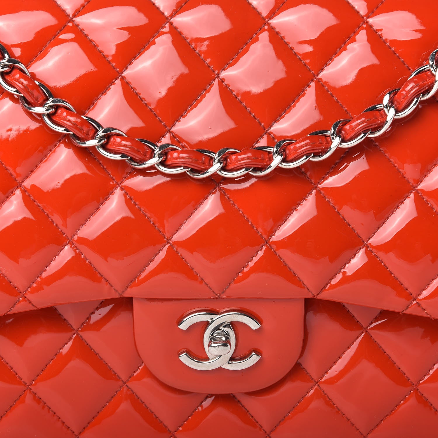 Chanel Patent Quilted Jumbo Double Flap Red 10 of 10