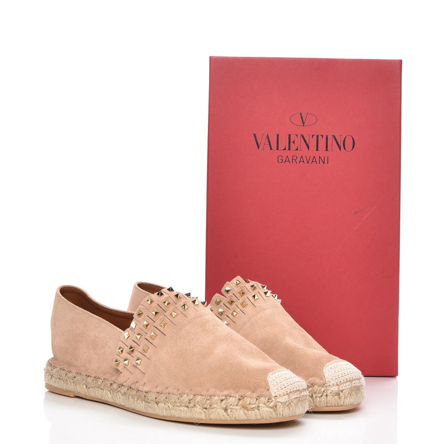 Suede Rockstud Fringed Espadrilles 40 Blush