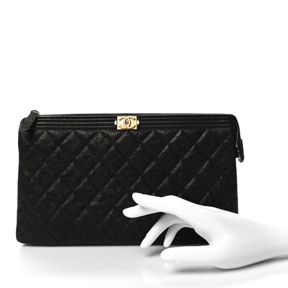 Chanel Caviar Quilted Small Zipped Boy Pouch Black 2 of 11