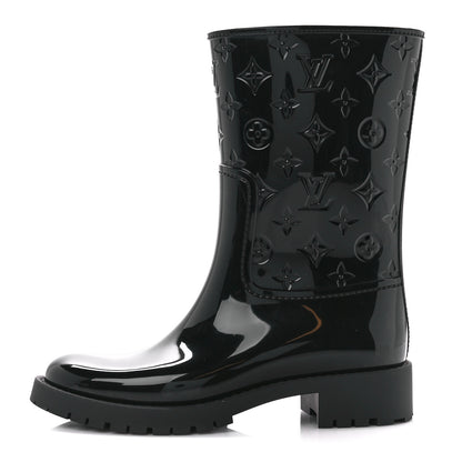 Louis Vuitton Rubber Embossed Monogram Drops Flat Half Boots 39 Black 1 of 7