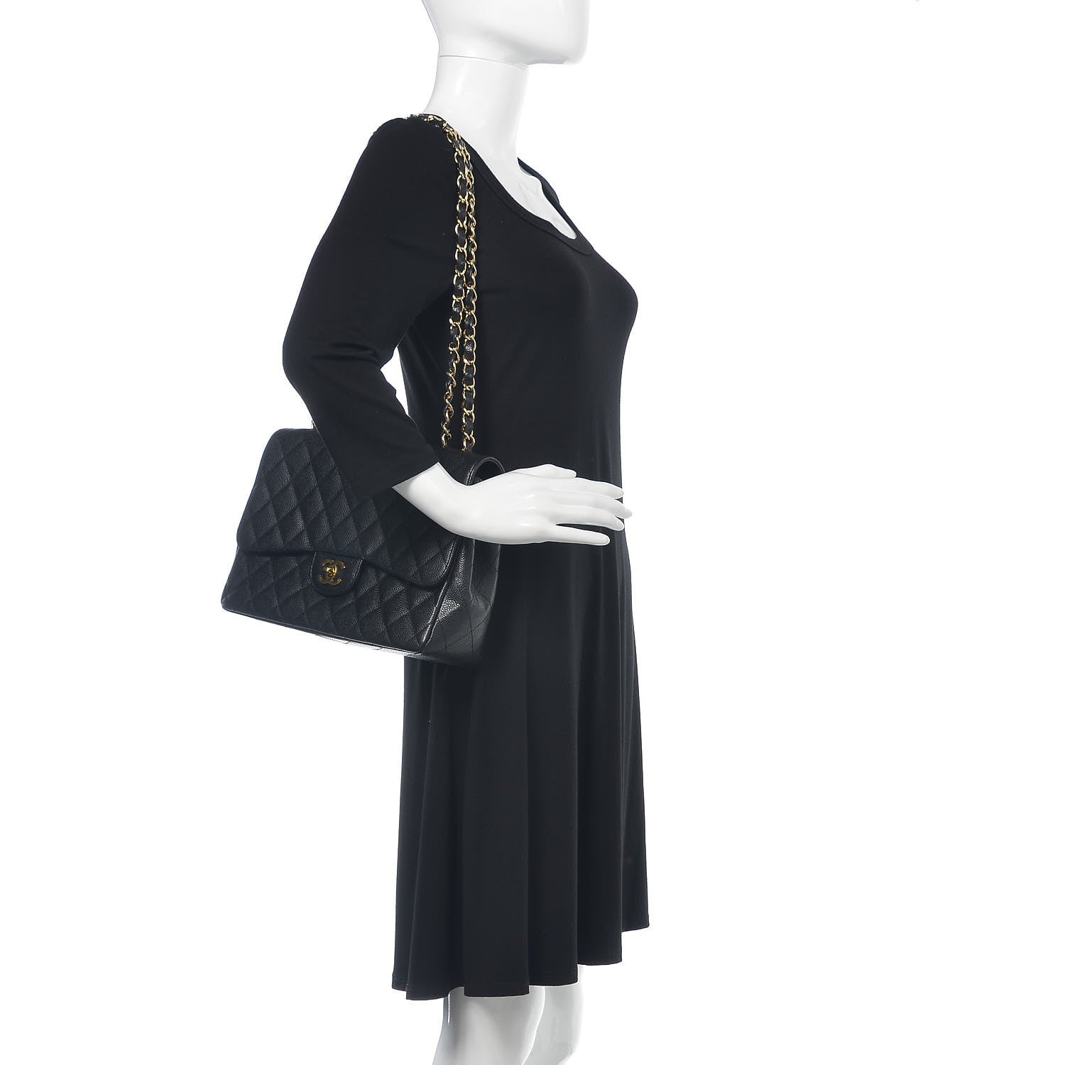 Chanel Caviar Quilted Jumbo Single Flap Black 2 of 12