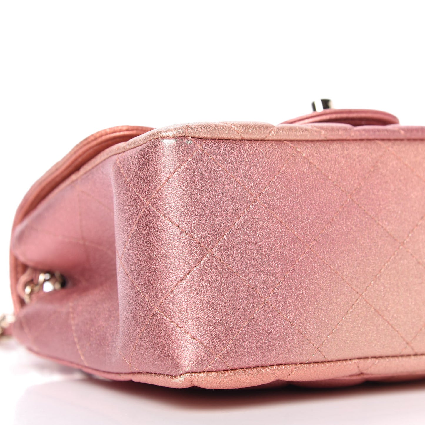 Metallic Lambskin Quilted Ombre Mini Square Flap Pink