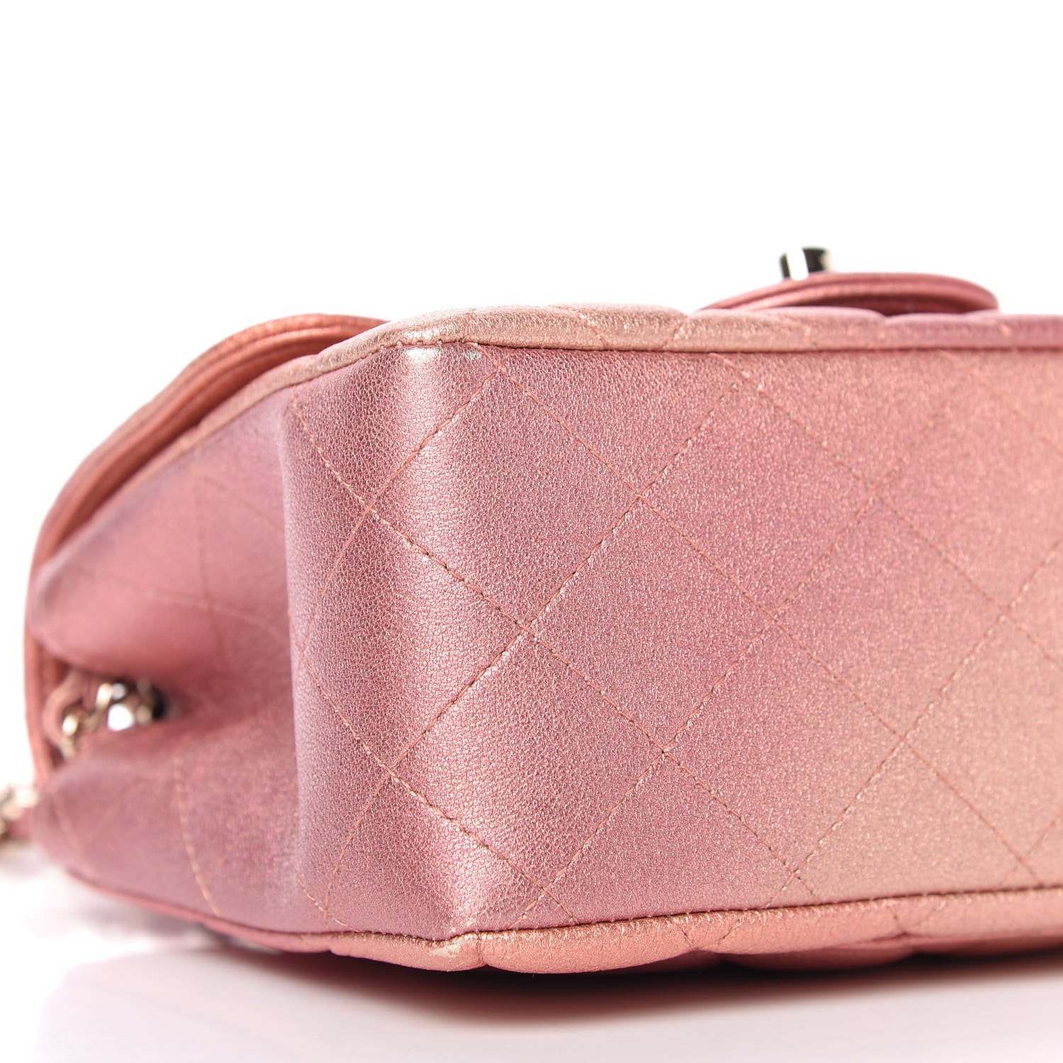 Chanel Metallic Lambskin Quilted Ombre Mini Square Flap Pink 6 of 10