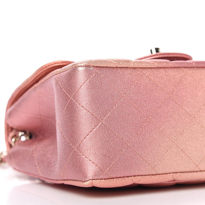 Chanel Metallic Lambskin Quilted Ombre Mini Square Flap Pink 6 of 10