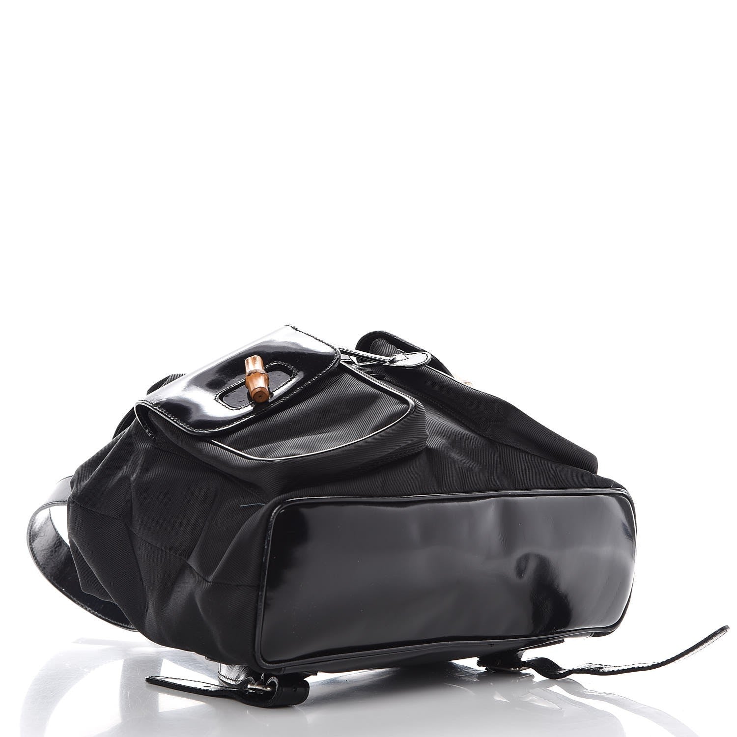 Gucci Patent Leather Nylon Bamboo Backpack Black 4 of 12