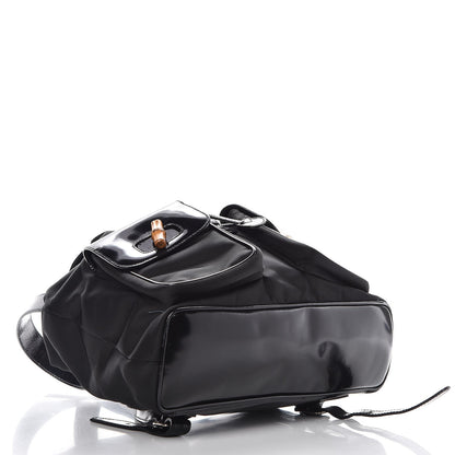 Gucci Patent Leather Nylon Bamboo Backpack Black 4 of 12