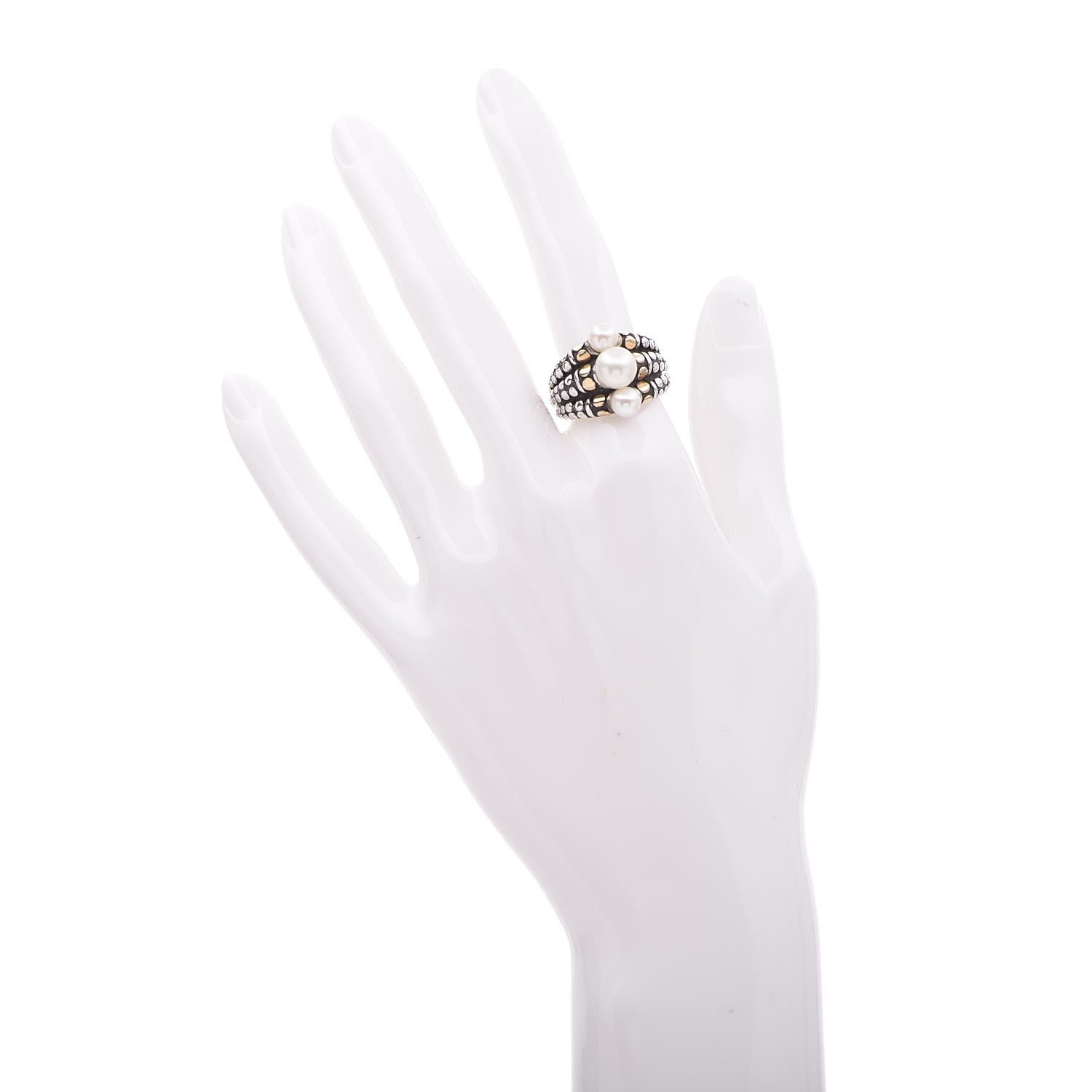 John Hardy Sterling Silver 18K Yellow Gold Pearl Dot Ring 54.14 7 2 of 5