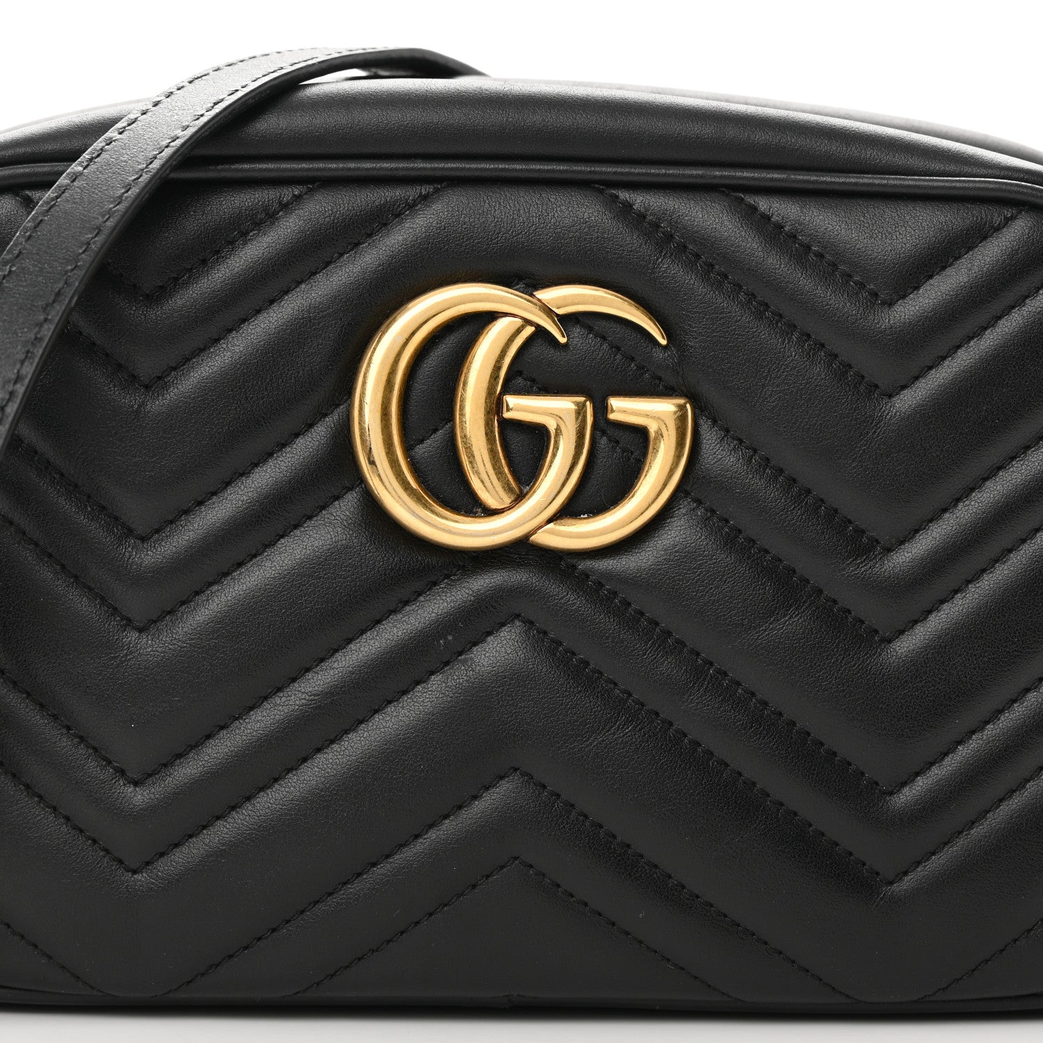 Gucci Calfskin Matelasse Small GG Marmont Chain Shoulder Bag Black 8 of 19