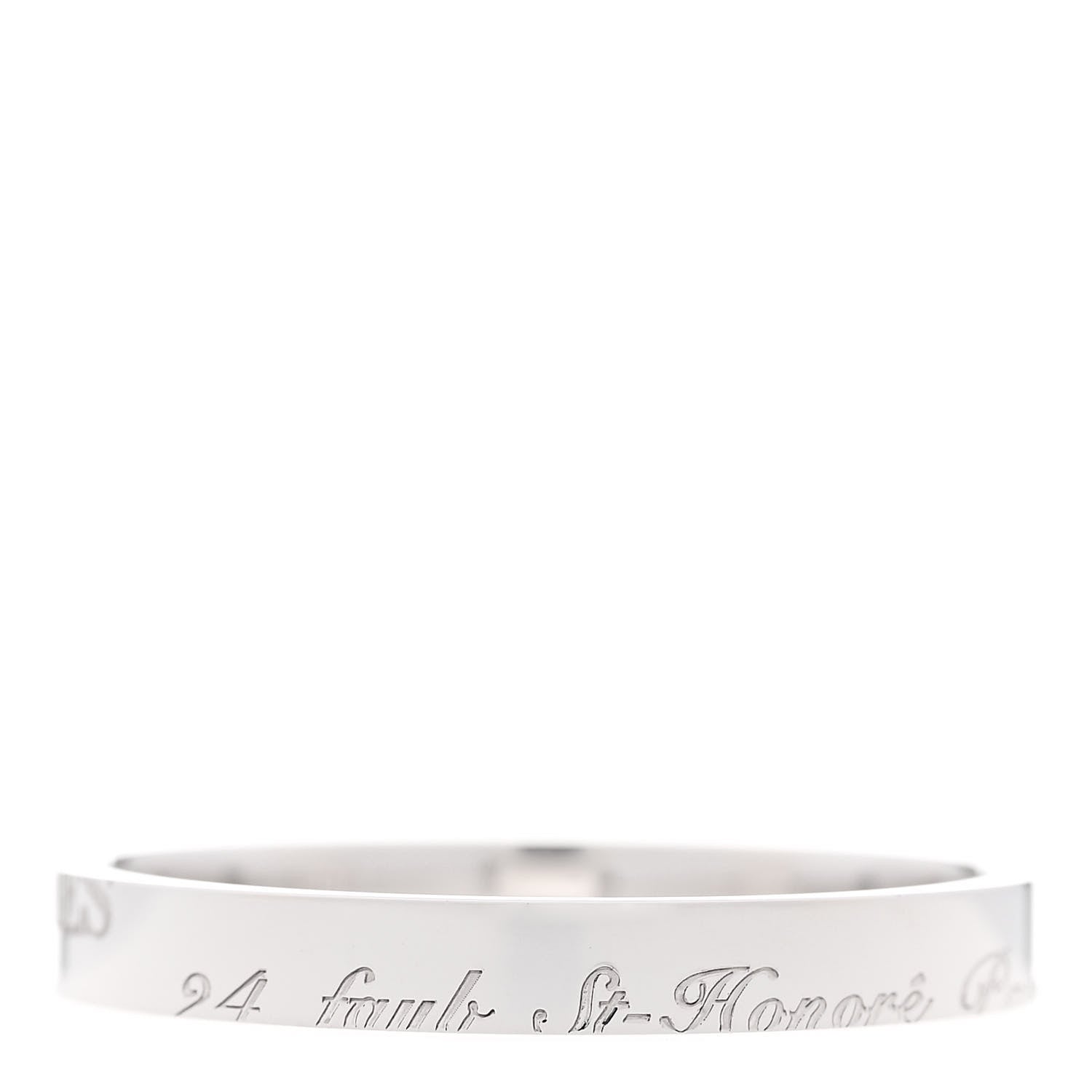 Hermes 18K White Gold Cartouche Mini Band Ring 63 10.25 3 of 7