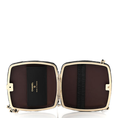 Chanel Lambskin Quilted Compact Vanity Case Purse With Chain Black 5 of 11