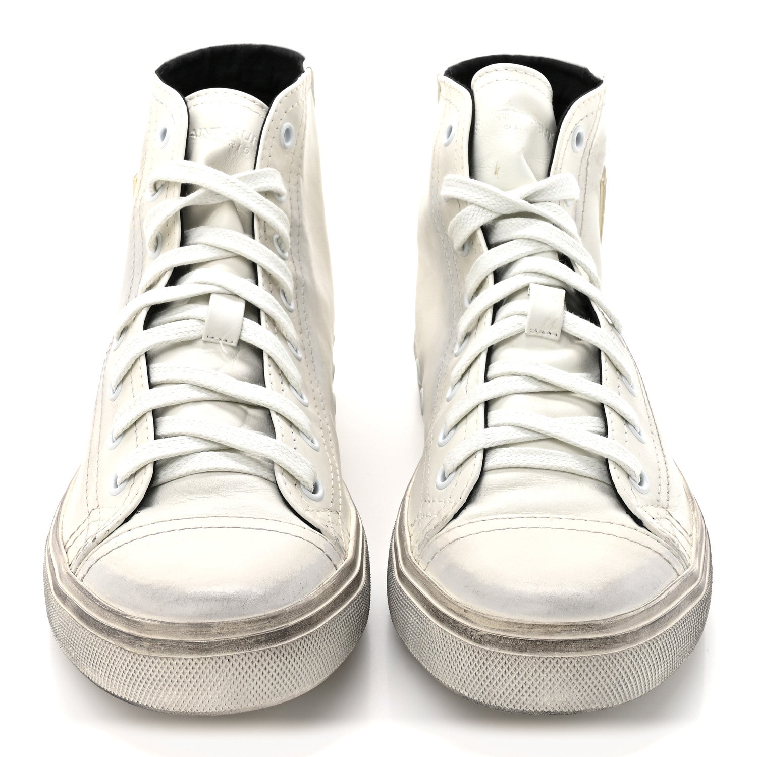 Saint Laurent Distressed Calfskin Bedford Logo-Appliqued Hightop