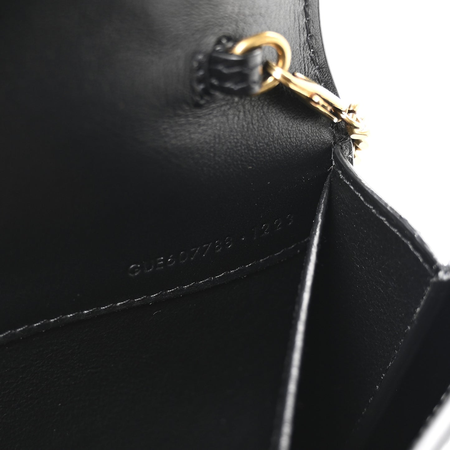 Crinkled Calfskin Uptown Chain Wallet Black