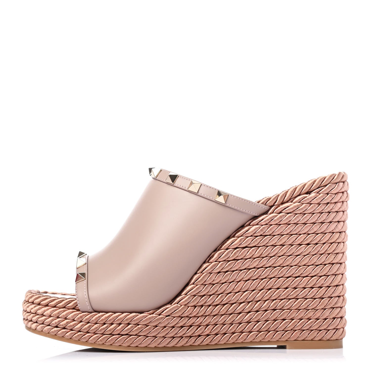 Valentino Garavani Calfskin Rockstud Wedge Mule 40 Poudre 1 of 4
