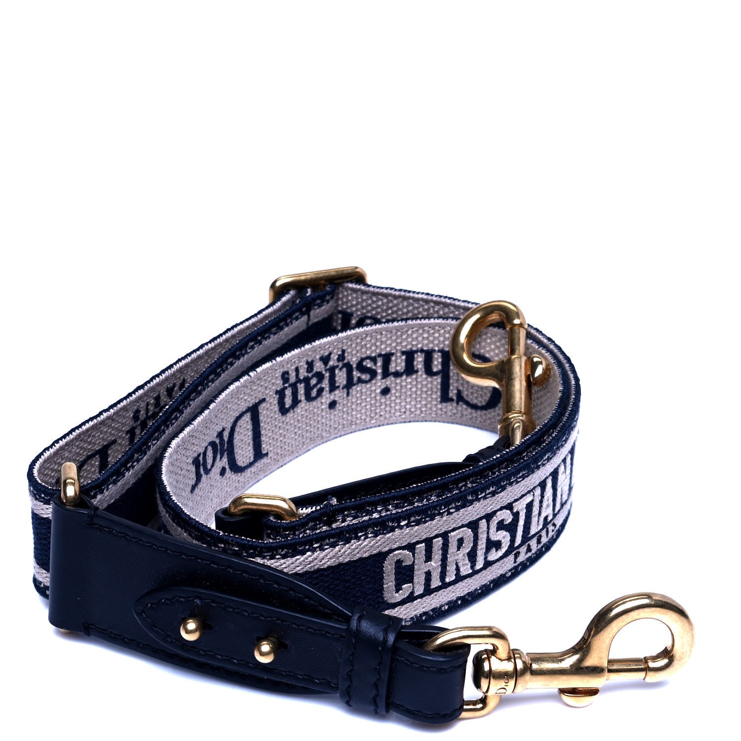 Christian Dior Canvas Embroidered Shoulder Strap Blue 3 of 6