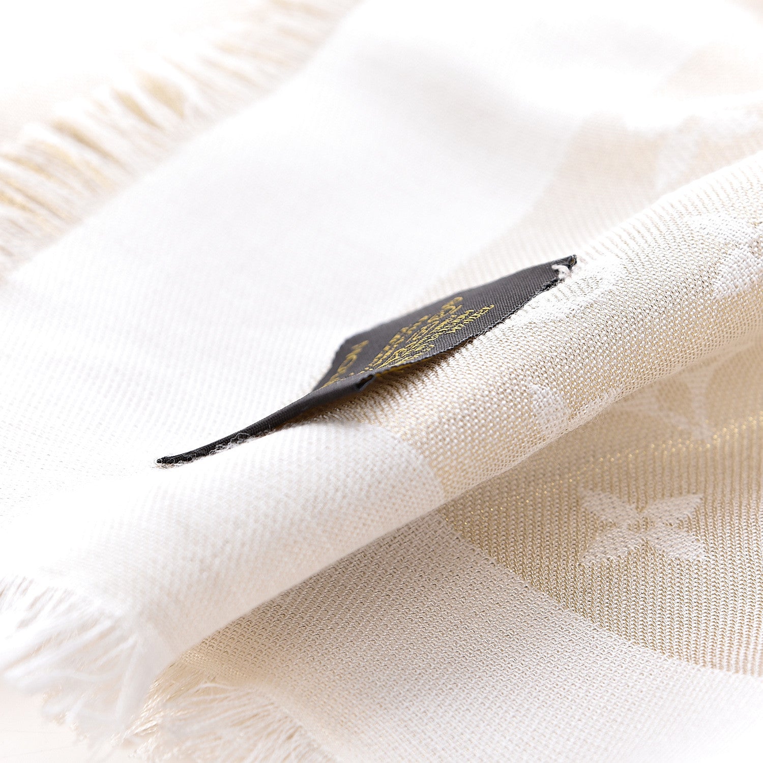 Louis Vuitton Silk Wool Monogram Shine Shawl White 4 of 6