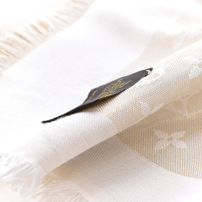 Louis Vuitton Silk Wool Monogram Shine Shawl White 4 of 6