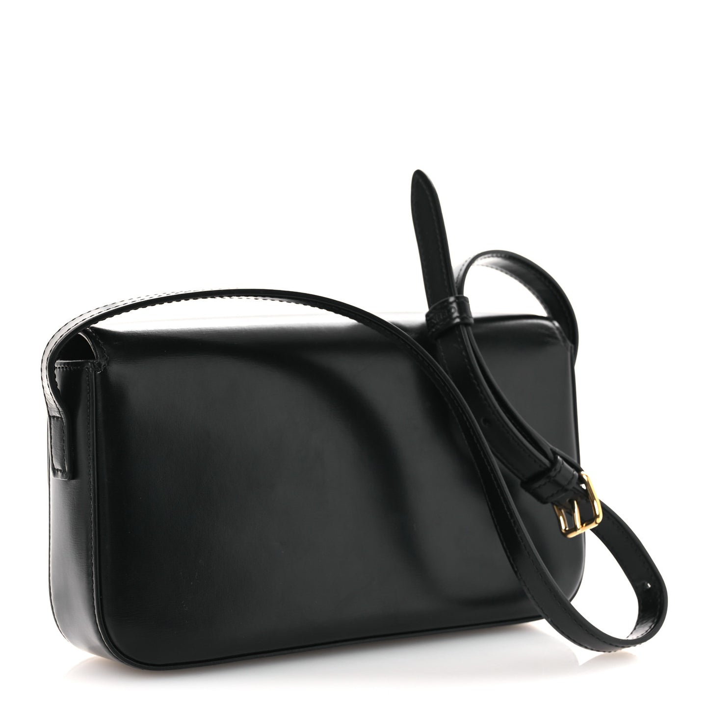 Shiny Calfskin Triomphe Shoulder Bag Black