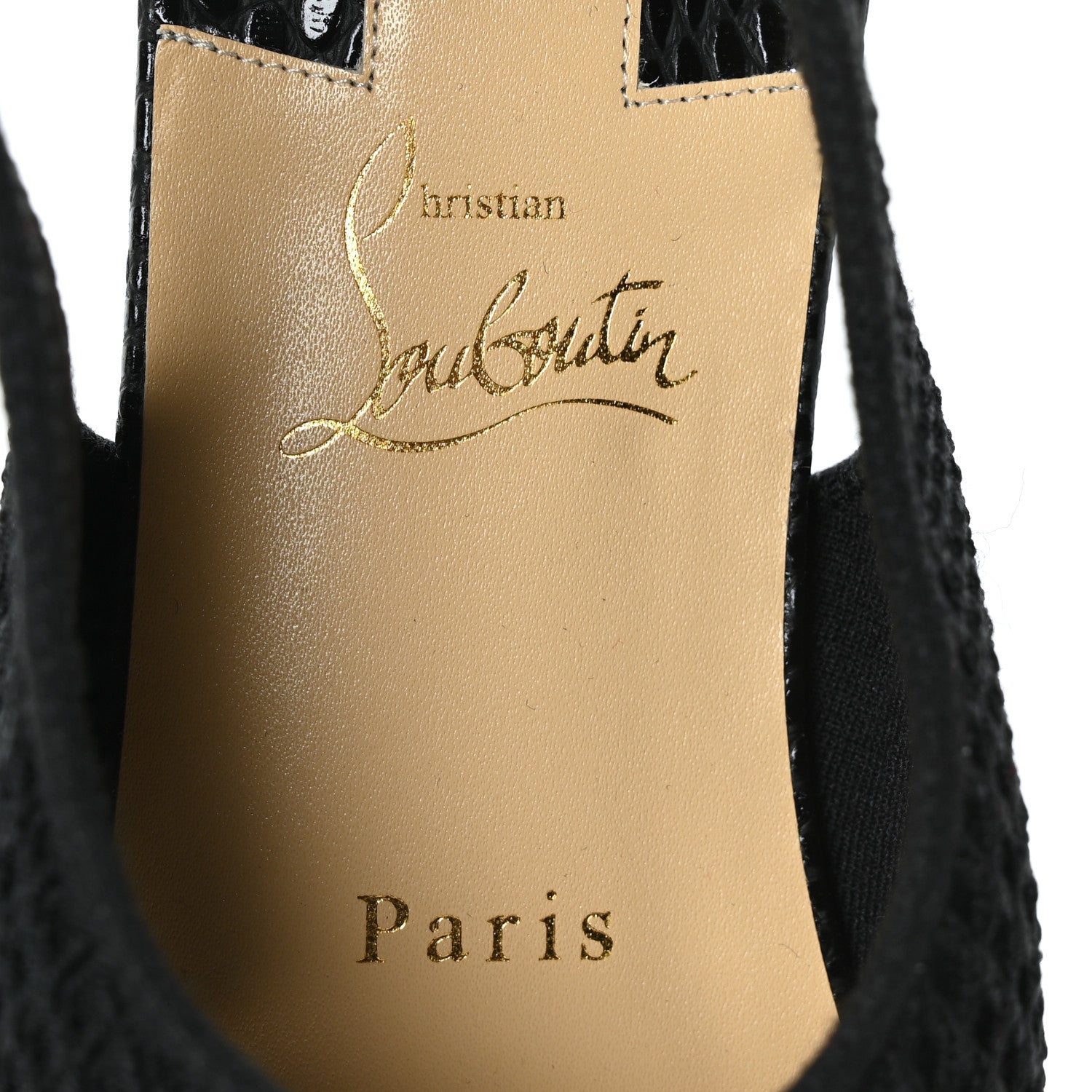 Christian Louboutin Calfskin Mesh Snakeskin Embossed Georgette Flats 36 Black 6 of 7