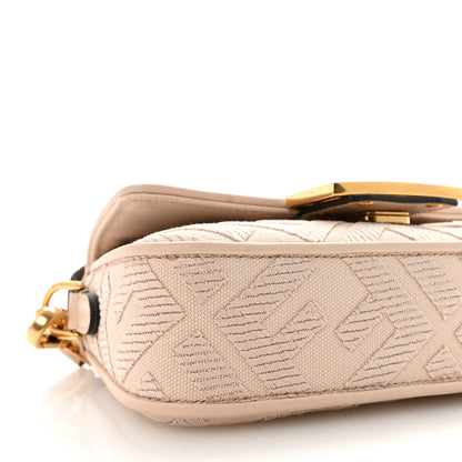 Fendi Canvas Vitello King Bi-Color Strap FF Embroidered Mini Baguette Poudre 8 of 9