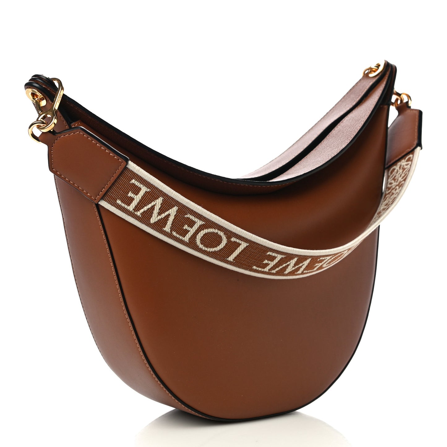 Satin Calfskin Jacquard Luna Bag Pecan