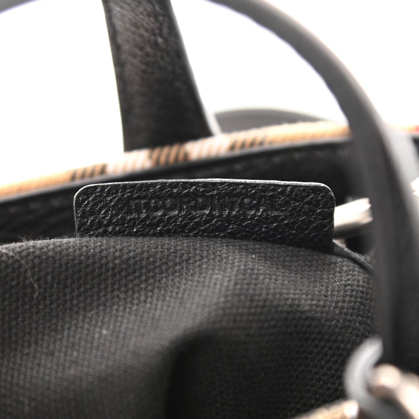 Goatskin Vintage Check Small Banner Tote Black