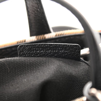 Burberry Goatskin Vintage Check Small Banner Tote Black 8 of 11