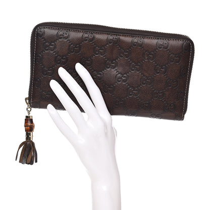 Gucci Guccissima Bamboo Tassel Zip Around Wallet Brown 2 of 14