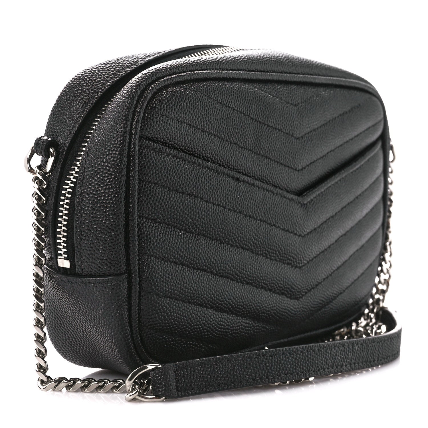 Saint Laurent Grain De Poudre Matelasse Monogram Mini Lou Camera Bag Black 3 of 10