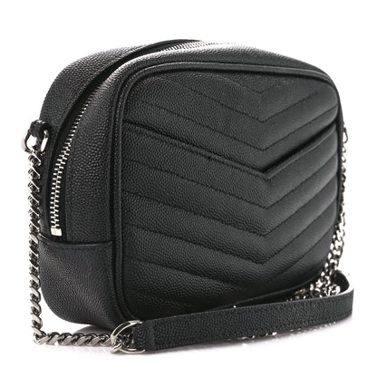 Saint Laurent Grain De Poudre Matelasse Monogram Mini Lou Camera Bag Black 3 of 10