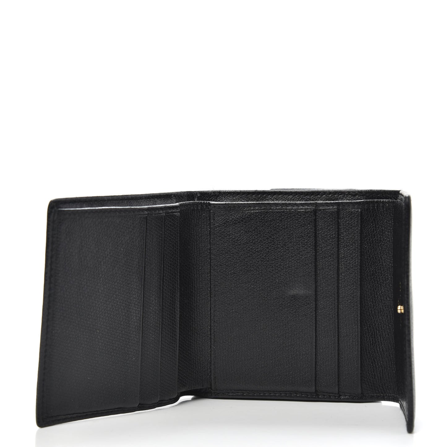 Grained Calfskin CC Button Flap Wallet Black