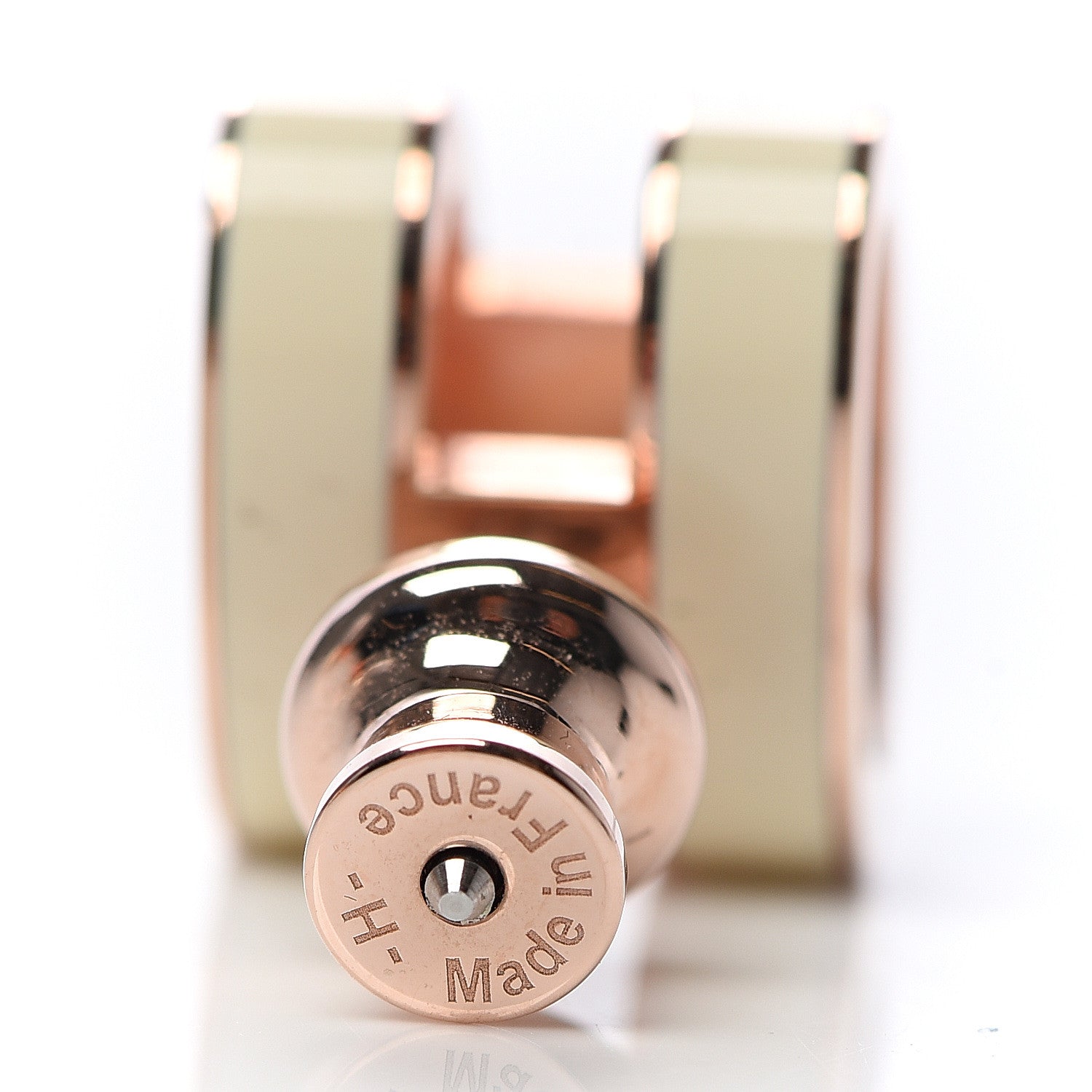 Hermes Rose Gold Lacquered Pop H Earrings Ecru 4 of 5