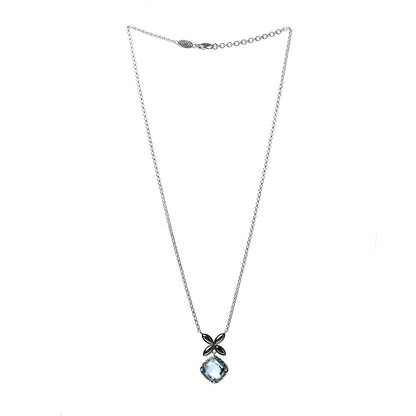John Hardy Sterling Silver 18K Yellow Gold Blue Topaz Batu Kawung Pendant Necklace 3 of 7