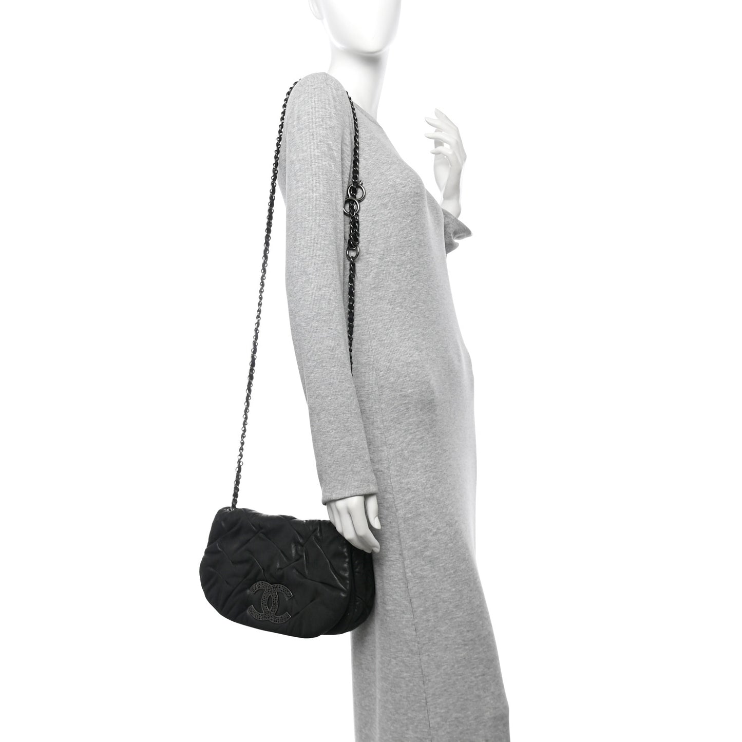 Iridescent Calfskin Glint Flap Black