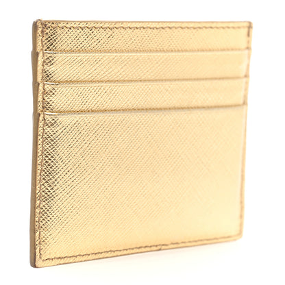 Prada Metallic Saffiano Triangle Card Holder Platino 3 of 8