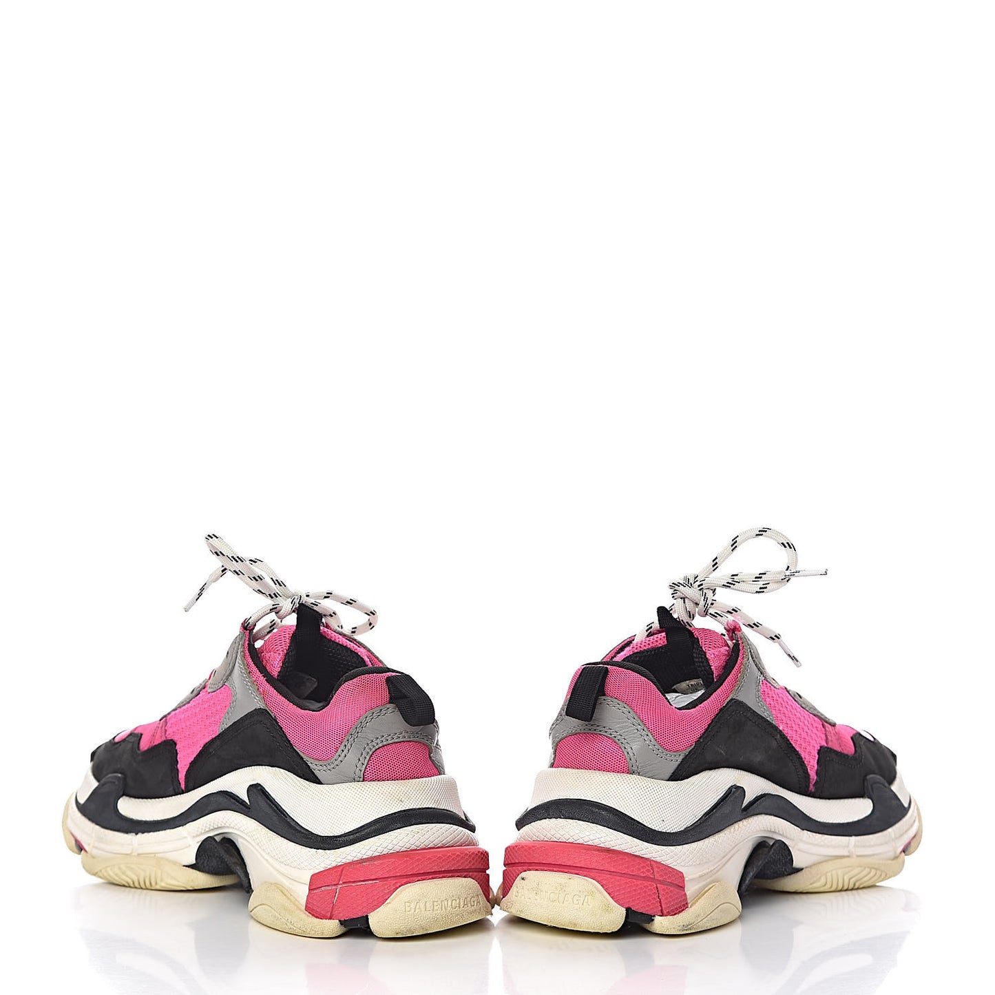 Fabric Mesh Womens Triple S Sneakers 38 Fluo Pink Grey White