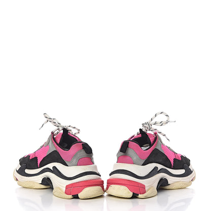 Balenciaga Fabric Mesh Womens Triple S Sneakers 38 Fluo Pink Grey White 6 of 22