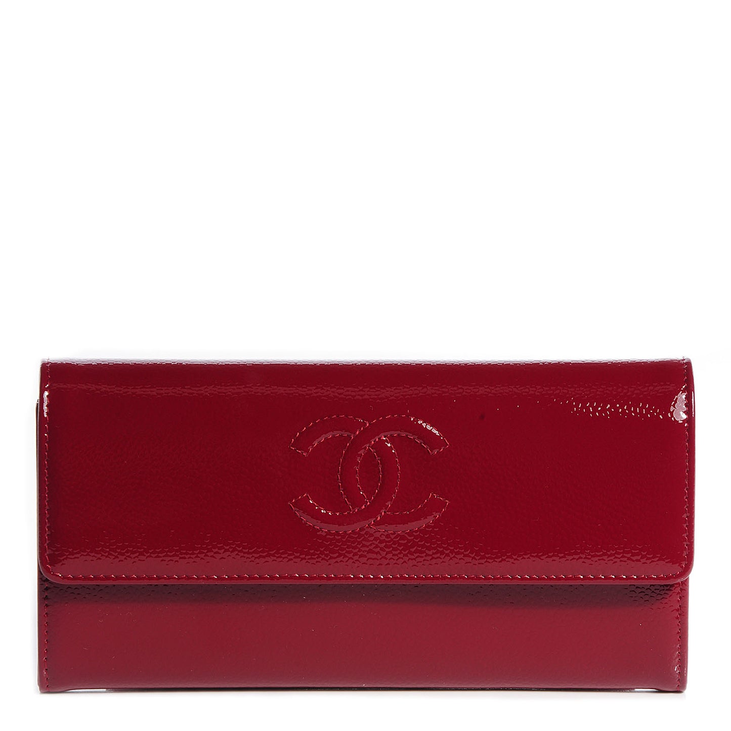 Patent Caviar Timeless CC Large Gusset Flap Wallet Burgundy