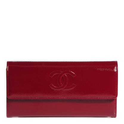 Chanel Patent Caviar Timeless CC Large Gusset Flap Wallet Burgundy 1 of 8