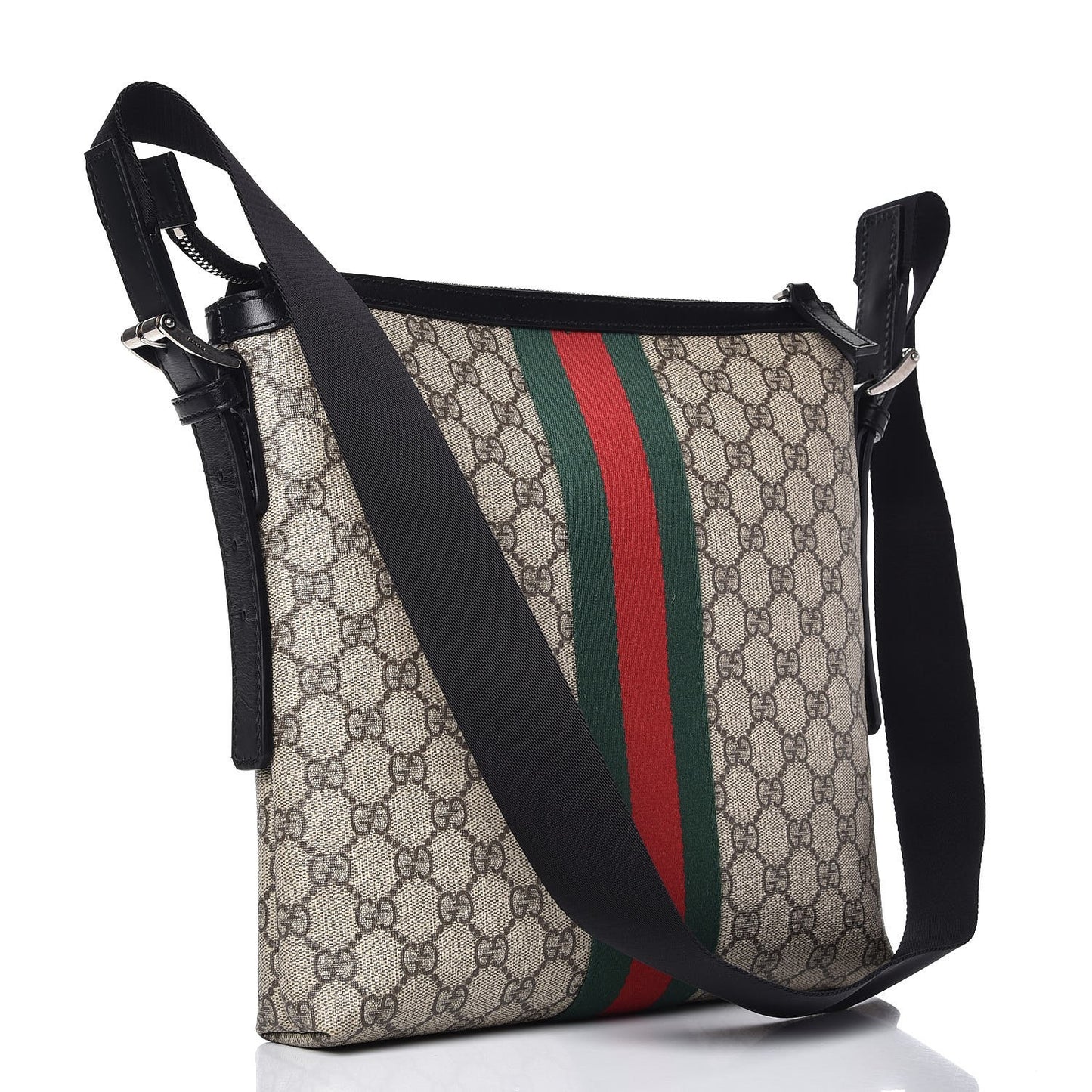GG Supreme Monogram Web Messenger Bag Black