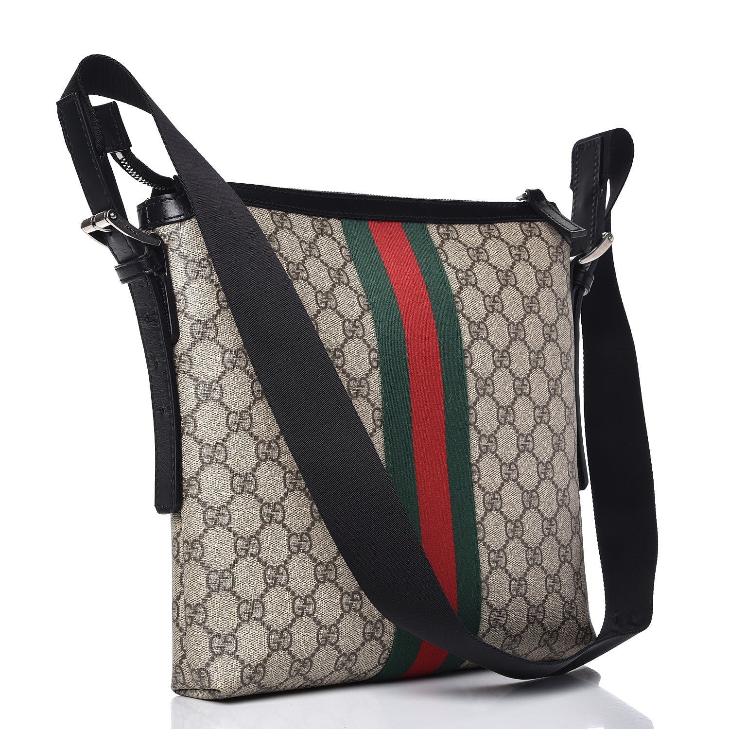 Gucci GG Supreme Monogram Web Messenger Bag Black 3 of 9