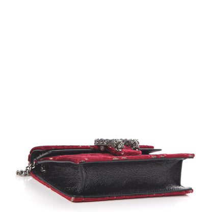 Gucci Velvet GG Monogram Super Mini Dionysus Shoulder Bag Red Cipria Black 4 of 10