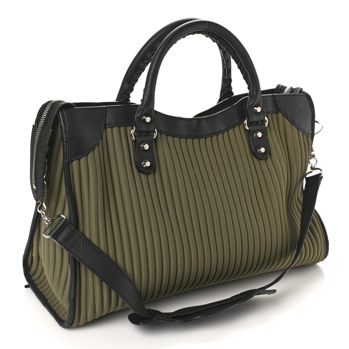 Ribbed Neoprene Classic Silver Hardware City Khaki Black