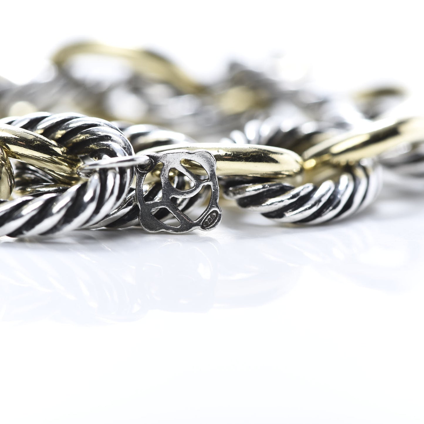 Sterling Silver 18K Yellow Gold 12mm Large Oval Link Bracelet
