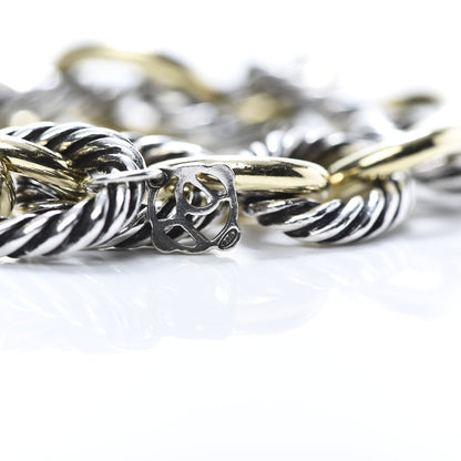 David Yurman Sterling Silver 18K Yellow Gold 12mm Large Oval Link Bracelet 3 of 5