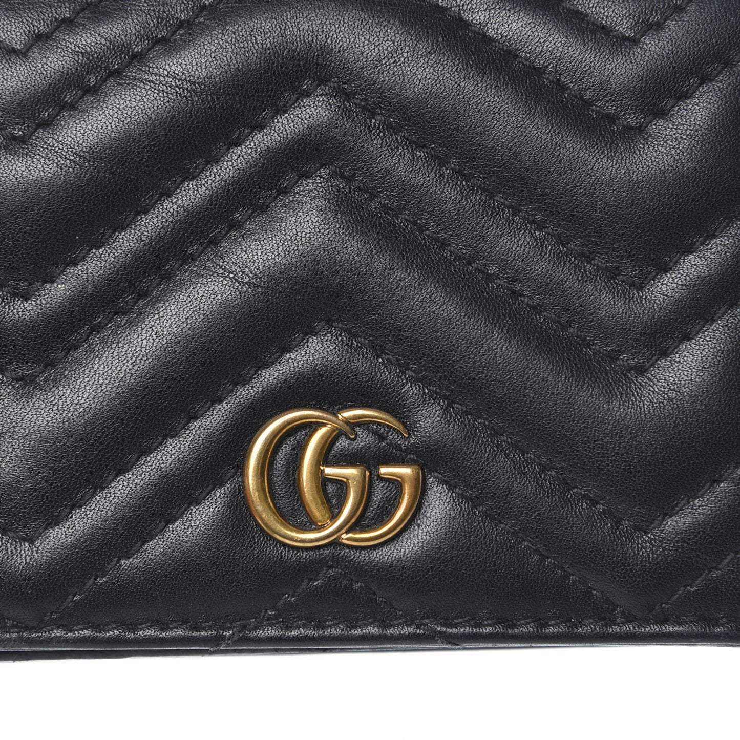 Calfskin Matelasse GG Marmont Card Case Wallet Black
