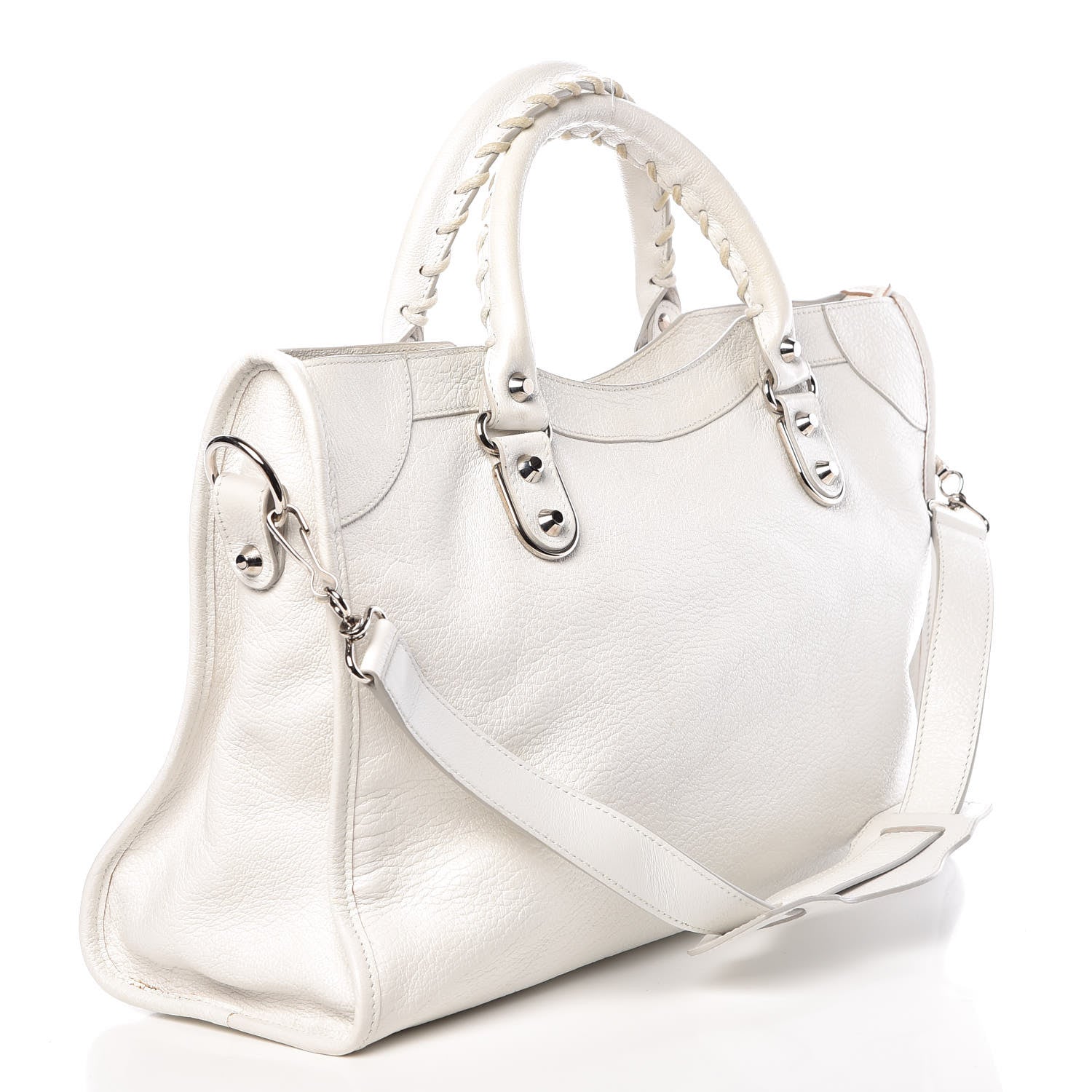 Balenciaga Chevre Silver Metallic Edge Hardware City White 3 of 15