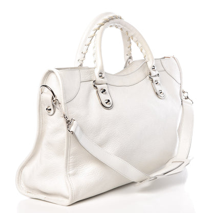 Balenciaga Chevre Silver Metallic Edge Hardware City White 3 of 15